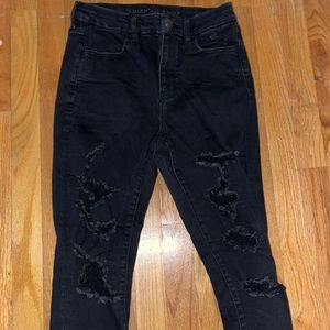 American Eagle Black Ripped Jeggings